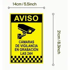 GENERICO - 04 Sticker camara Seguridad Vigilancia 24 Horas Anti Robo Ladrones