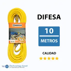 DIFESA - Extensión Eléctrica Vulcanizada de 10 Metros 3 tomas