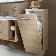 TU MESITA - Mueble de baño Vertical Bracus con Canastilla Interna Color Sonoma