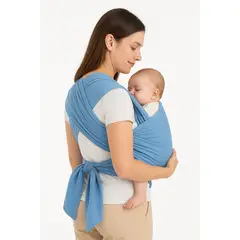 BABY NANYS - FULAR ERGONÓMICO DE ALGODÓN PARA BEBÉ COLOR CELESTE