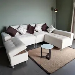 AMOBLART - SILLON SECCIONAL PARAISO IVORY 3 PIEZAS + BAÚL