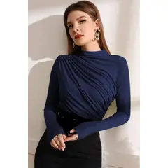 ARMA TU LOOK - POLO BLUSA ANASTASIA MANGA LARGA DRAPEADO CUELLO ALTO