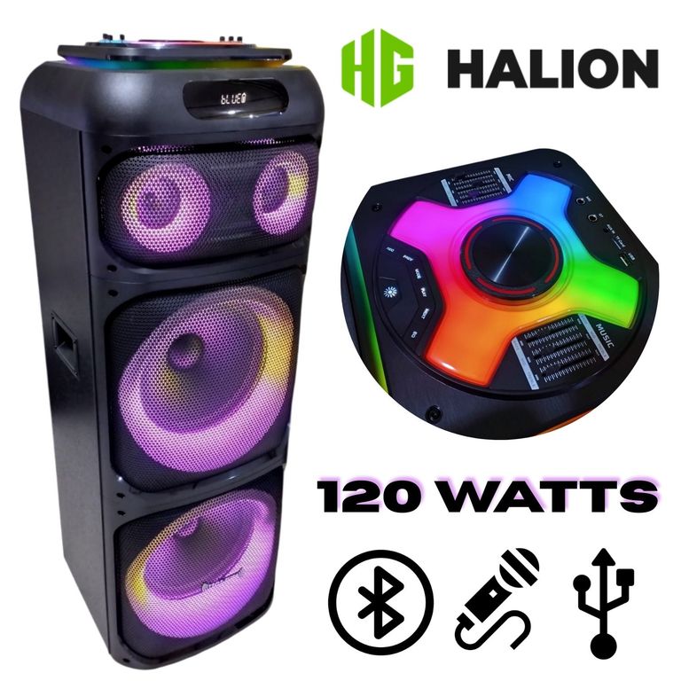 Parlante Monster HA-1242 2x12" Bluetooth con Luces RGB 120 W