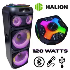 HALION - Parlante Monster HA-1242 2x12" Bluetooth con Luces RGB 120 W