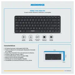 MICRONICS - FENIX 3 MIC K603-3M TECLADO MULTIMEDIA BT RECARGABLE