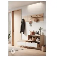 TU MESITA - Recibidor con Perchero Moderno Olguin color DamascoBlanco 2 cajones