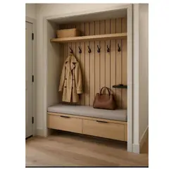 TU MESITA - Recibidor Moderno con Perchero Alaska color Panela 2 cajones
