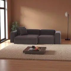 AMOBLART - SECCIONAL PEQUEÑO KENET COLOR MARRON + 2 COJINES REGALO