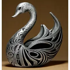GENERICO - ADORNO EXCLUSIVO CISNE PLATEADO 23cm x 14cm x 22cm