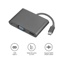 S&T - Adaptador Tipo C A Hdmi Vga + Audio 35mm Sm-C7842 Gris