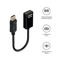 S&T - Cable Adaptador Displayport Dp A Hdmi Hembra Sm-C7824 Negro