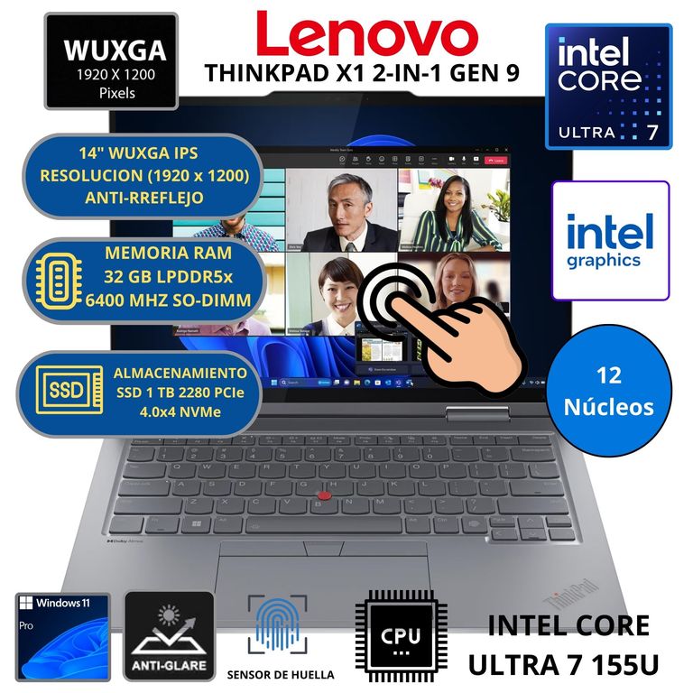 Laptop THINKPAD 2EN1 INTEL CORE ULTRA 7 RAM 32 GB SSD 1 TB 14" WUXGA