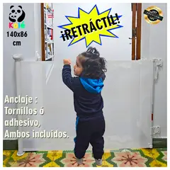 KALE - Puerta Retráctil de Seguridad para Bebés y Mascotas 140x86