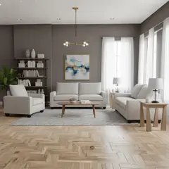 GENERICO - Juego de Sala Milan 3-2-1 Beige Claro con Tapiz Antifluido - Lmueble