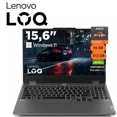 Laptop LOQ 15ARP9 AMD Ryzen 7-7435HS 16GB RAM 512GB SSD 15.6 FHD RTX4050-6GB - 83JC008GLM