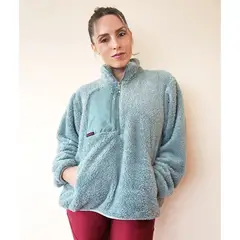 KINETIX - Casaca Polera Casual Teddy Oversized Jade Mujer