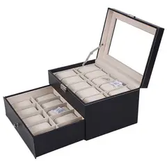 GENERICO - Organizador De Relojes Capacidad Para 20 Relojes Cuero Artificial