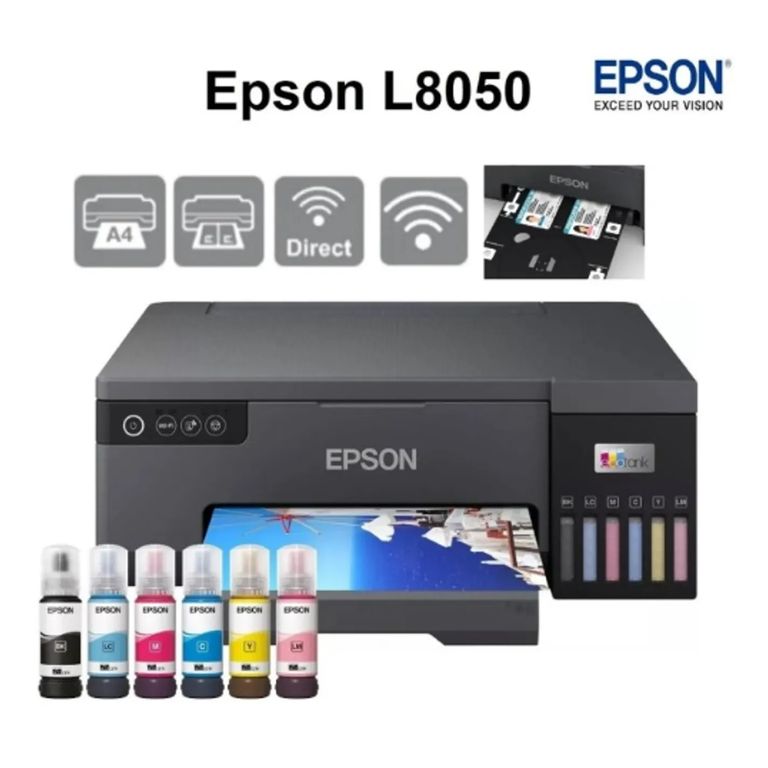 Impresora Fotografica EcoTank L8050 Foto A4 Cd Dvd Pvc Negro