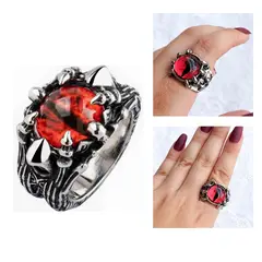 GENERICO - Anillo ojo de dragón con garras gótico hombre y mujer Exclusivo
