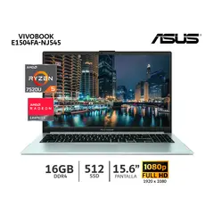 ASUS - Laptop Vivobook E1504FA-NJ545 AMD Ryzen 5-7520U 16Gb Ram/ 512Gb SSD/ 15,6 FHD-Grey Green