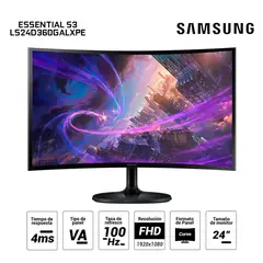 SAMSUNG - Monitor LS24D360GALXPE 24 Pulgadas Curvo FHD VA HDMI VGA