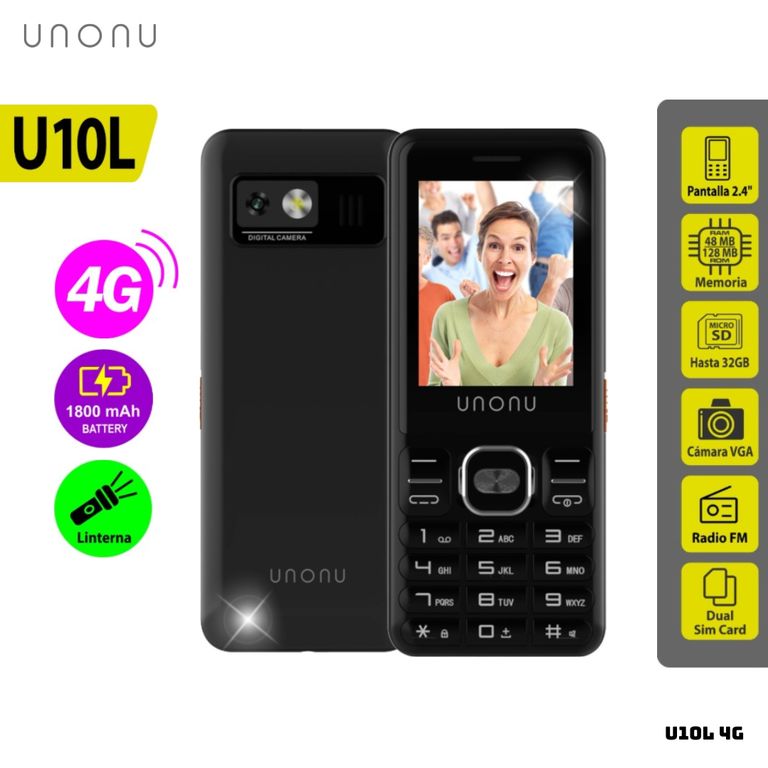 CELULAR BASICO U10L 4G DUAL SIM - NEGRO
