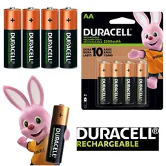 Duracell - Pilas AA recargables 2500mAh Blister x 4 Unidades baterias