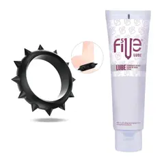 DR PINKY - Anillo Retardante CockRing Expandible + Lubricante Five Base de Agua