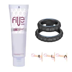 DR PINKY - Anillo CockRing Duo Retardante Sexual + Lubricante Five Base de Agua