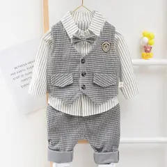 GENERICO - TERNO TRAJE  DE NIÑO DE 4 PIEZAS - PANTALON + CHALECO + CAMISA + CORBATA MICHI