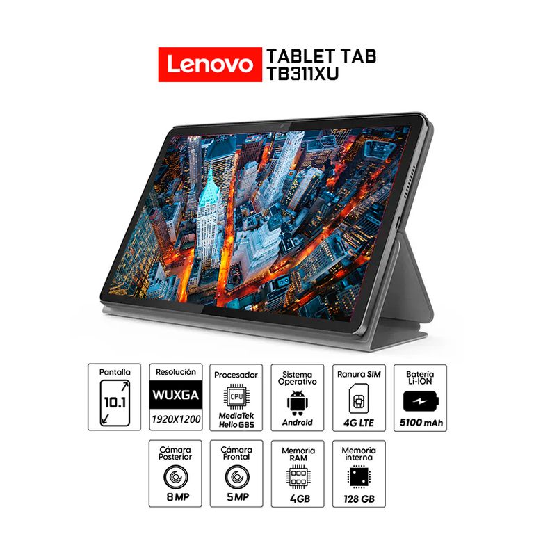 Tablet Tab 101 TB311XU 4G LTE 128Gb eMMC 4GB Ram+Folio Case-ZAEJ0105PE