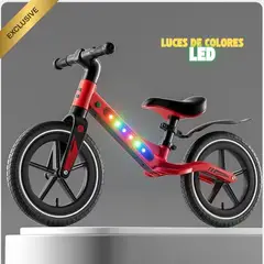 GENERICO - Bicicleta Balance Nylon Luz LED Para Niños Rojo