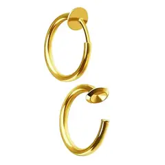 GENERICO - Set x 2 argollas falsas piercing a presión dorado para oreja o nariz