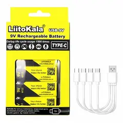 LIITOKALA - Pila Recargable 9v 1100mah Usb Tipo C Pack De 4