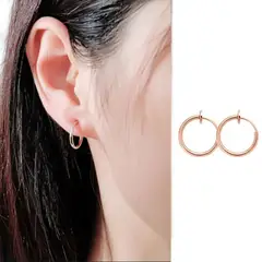 GENERICO - Set x 2 argollas falsas piercing a presión bronce para oreja o nariz