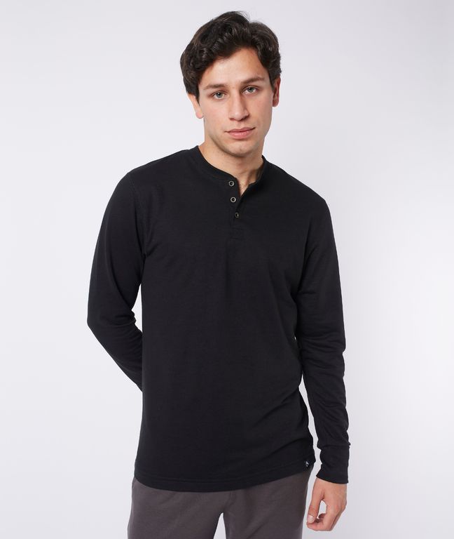 Henley El Sofisticado Manga Larga - Negro