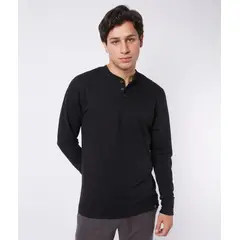 RISING DRAGON - Henley El Sofisticado Manga Larga - Negro