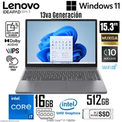 LENOVO - Laptop IdeaPad Slim 3 15IRH10 Intel Core i7-13620H 16GB RAM 512GB SSD 15.3" WUXGA IPS Touch