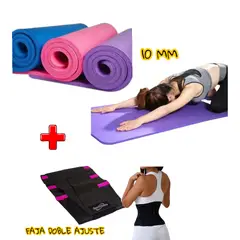 HOLGU - Colchoneta Mat Yoga 10mm + Faja Ajustable Doble Ajuste