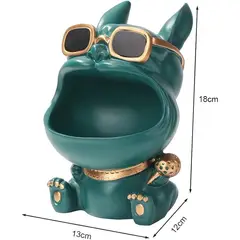 GENERICO - Recibidor portallavero Bulldog Frances en ceramica color verde