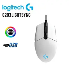 LOGITECH - Mouse Gamer G203 LIGHTSYNC OPTICAL 8000 DPI RGB WHITE