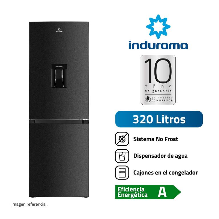 REFRIGERADORA 320 L NEGRO BOTTOM FREEZER NO FROST RI-639DN