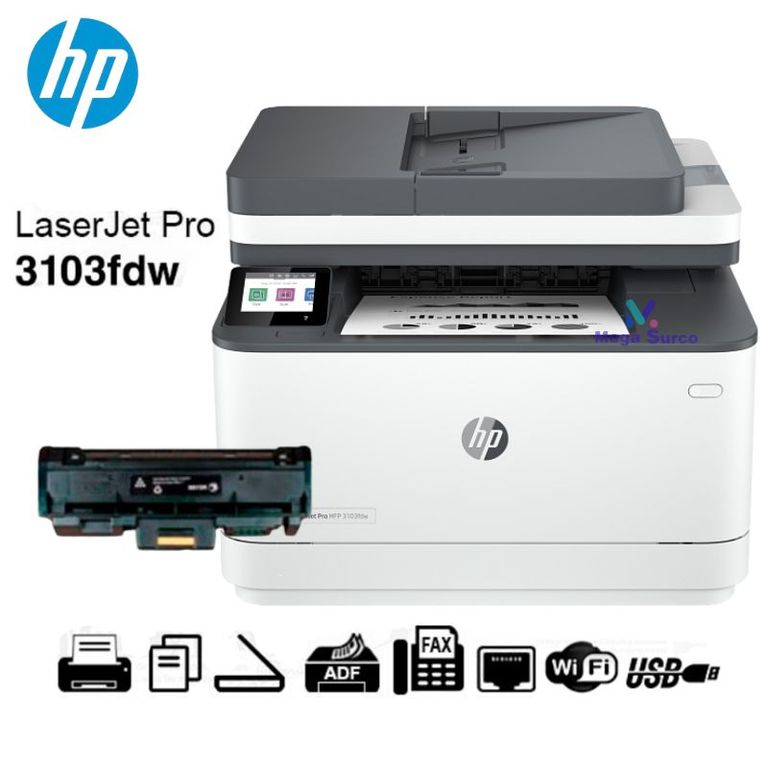Impresora LaserJet Pro MFP 3103fdw 3G632A ADF LAN Duplex Wifi-Monocromático