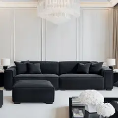 GENERICO - Sofá Modular 4 Plazas con Banqueta en Tela Antifluido petfriendly