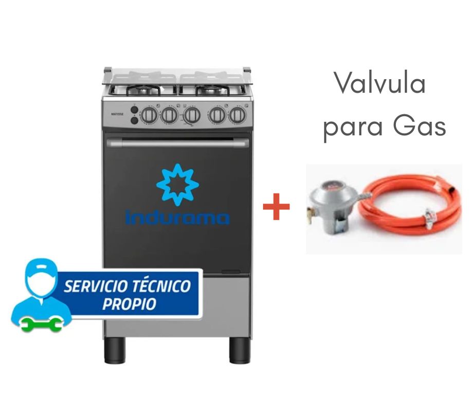 Cocina de Pie Matisse 4 Quemadores Gris + Válvula para Gas