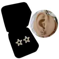 GENERICO - Aretes Mujer Estrella Joya Plata Enchapada Oro Amarillo 18k