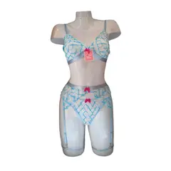 GENERICO - LENCERIA PORTALIGAS DE ENCAJE CELESTE