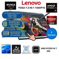 LENOVO - LAPTOP YOGA 7 2-EN-1 14AKP10 AMD RYZEN AI 7 -RAM 16 GB SSD 512 GB 14" WUXGA TACTIL WINDOWS 11