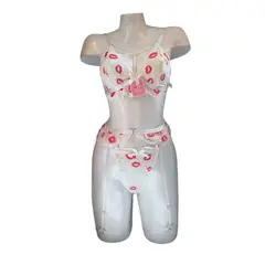 GENERICO - LENCERIA DE ENCAJE SEXY CON PORTALIGAS BLANCO