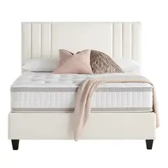 GENERICO - Cama Tapizada Listón Alba Ivory 1.5 Plz